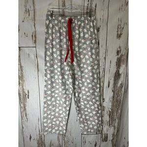 Sleep Chic Pajama Pants Gray/White Polar Bear Cotton Warm Pants